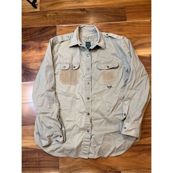 Ralph Lauren Tops - womens L Vintage RALPH LAUREN Safari Field Shirt Khaki Utility Pockets fishing‎